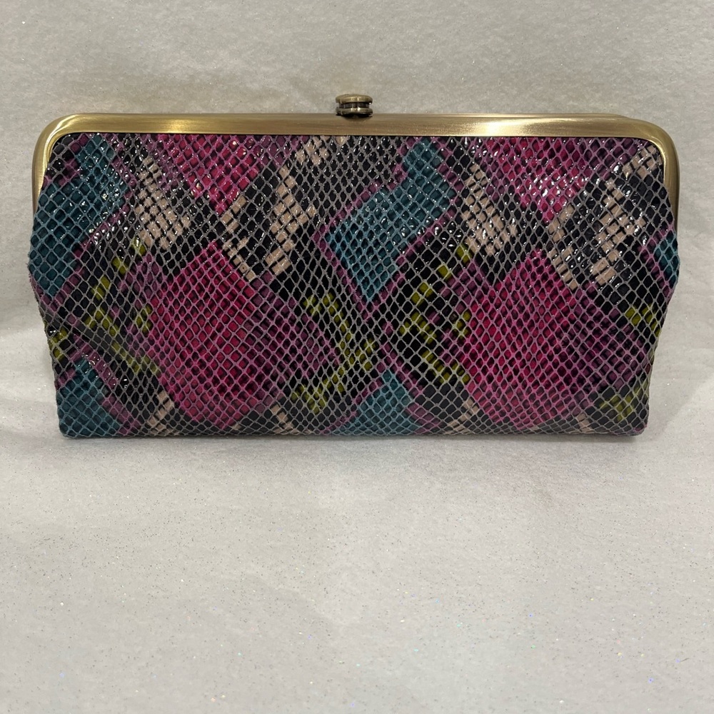 NWT Hobo Lauren Multi-Color Mosaic Snake Gold Clutch Wallet